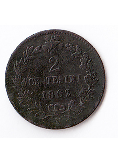 1862 - 2 Centesimi Zecca Napoli Vittorio Emanuele II Q/BB